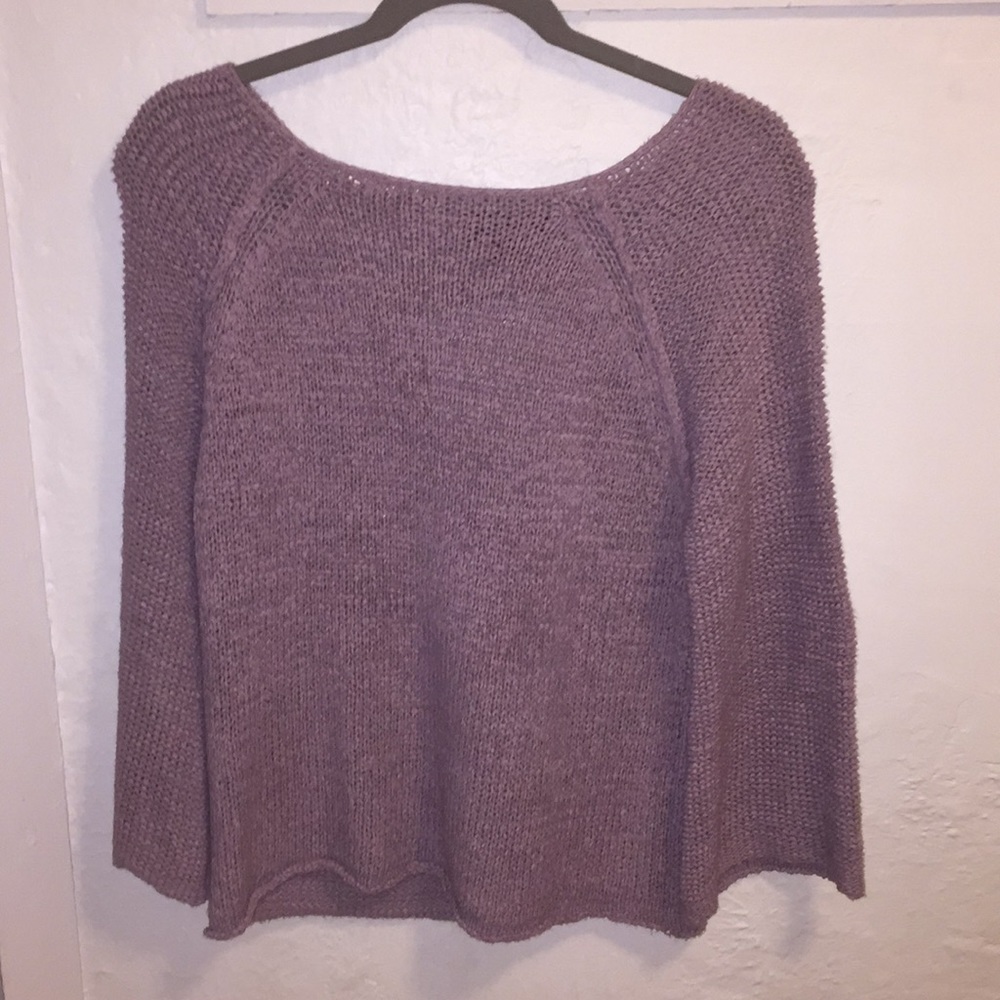 purple sweater openings in the back